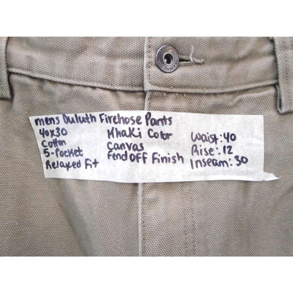 Duluth Trading Pants Mens Size 40x30 Beige Fire Hose Straight Leg Fend of Finish - Picture 4 of 11